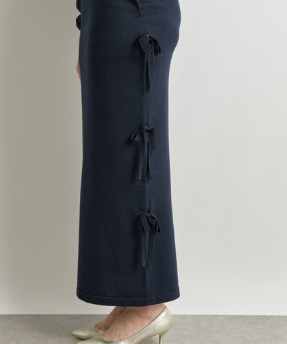 【La boutique BonBon】金銀絲針織蝴蝶結半身裙