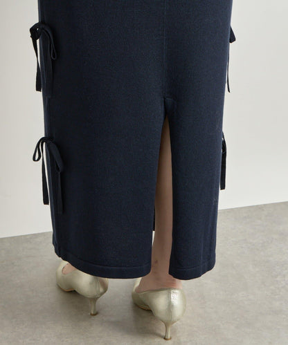 【La boutique BonBon】金銀絲針織蝴蝶結半身裙