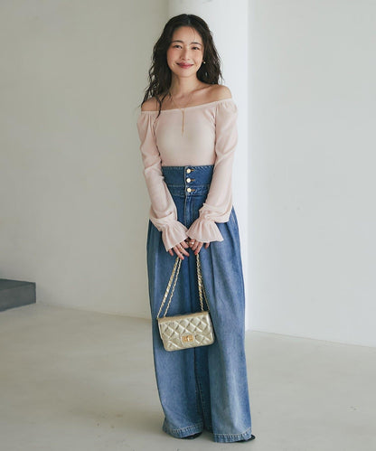 【KAZUMI監修】絨面蕾絲方領T恤