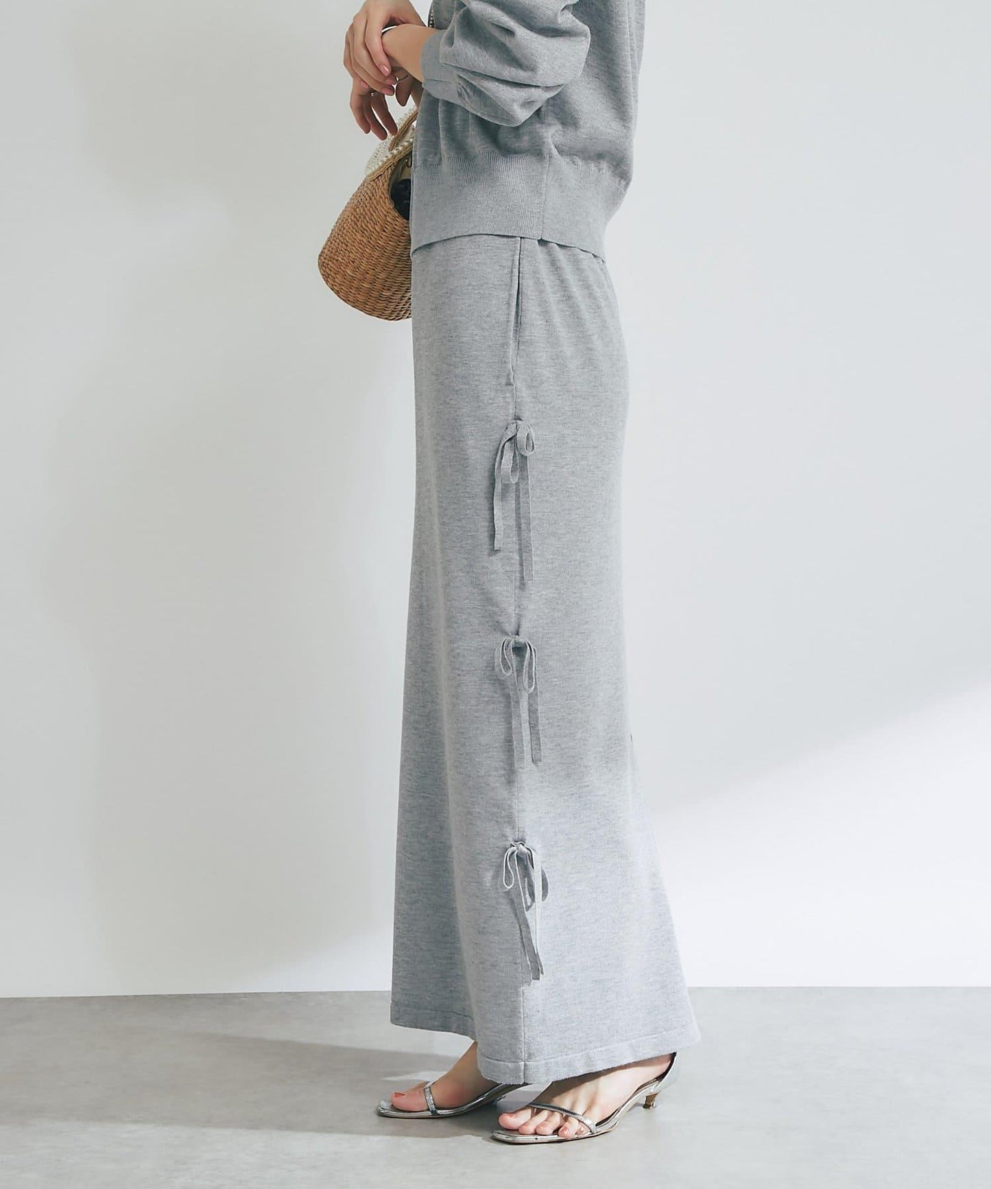 【La boutique BonBon】金銀絲針織蝴蝶結半身裙