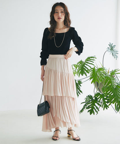 【KAZUMI監修】絨面蕾絲方領T恤