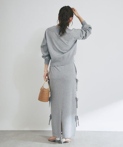 【La boutique BonBon】金銀絲針織蝴蝶結半身裙