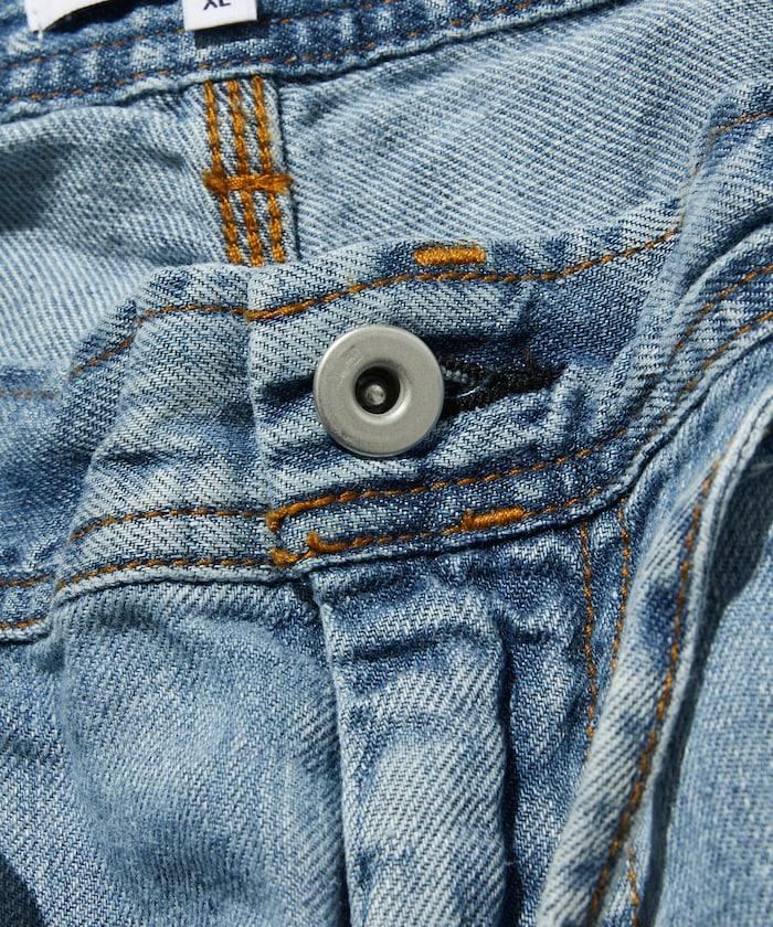 法式亞麻牛仔畫家短褲