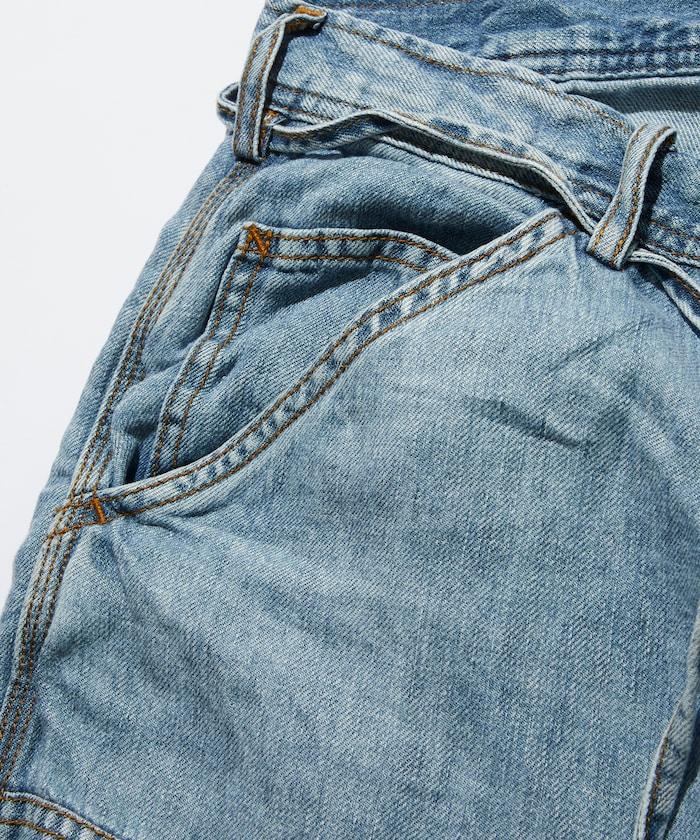 法式亞麻牛仔畫家短褲