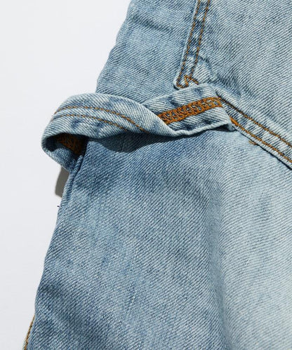 法式亞麻牛仔畫家短褲