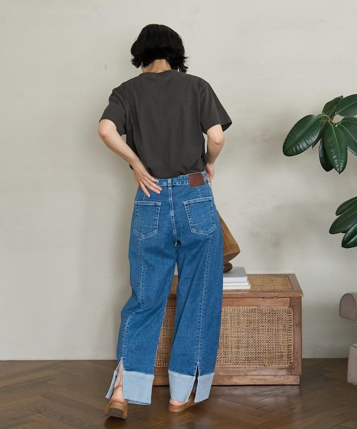 聯名 後開叉 寬鬆直筒