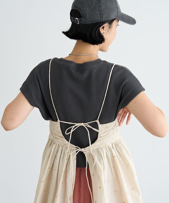 インド ラメドット バックオープンキャミソール