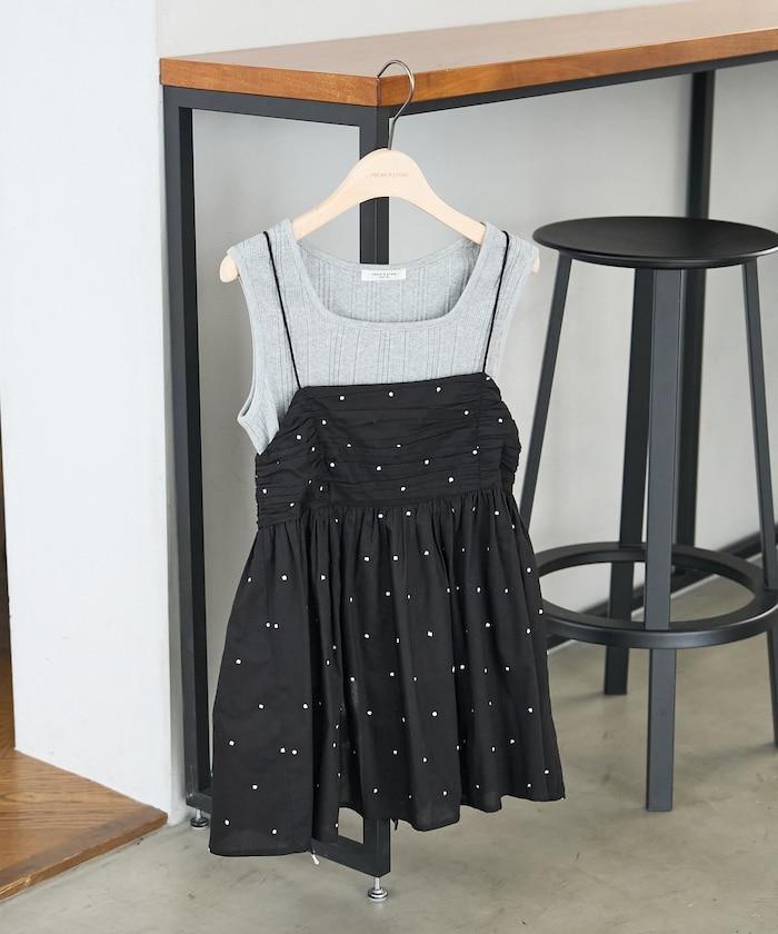 インド ラメドット バックオープンキャミソール