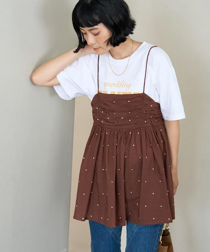 インド ラメドット バックオープンキャミソール