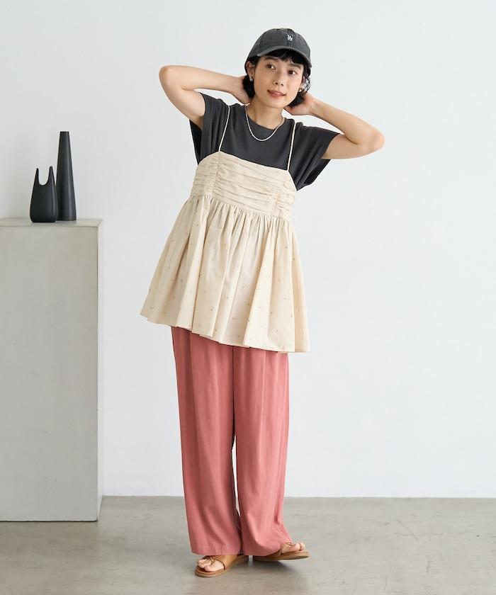 インド ラメドット バックオープンキャミソール