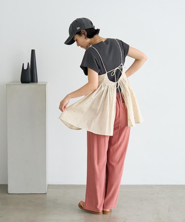 インド ラメドット バックオープンキャミソール