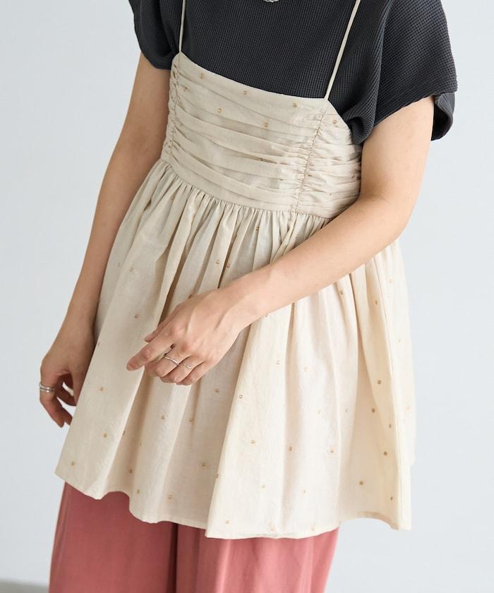 インド ラメドット バックオープンキャミソール