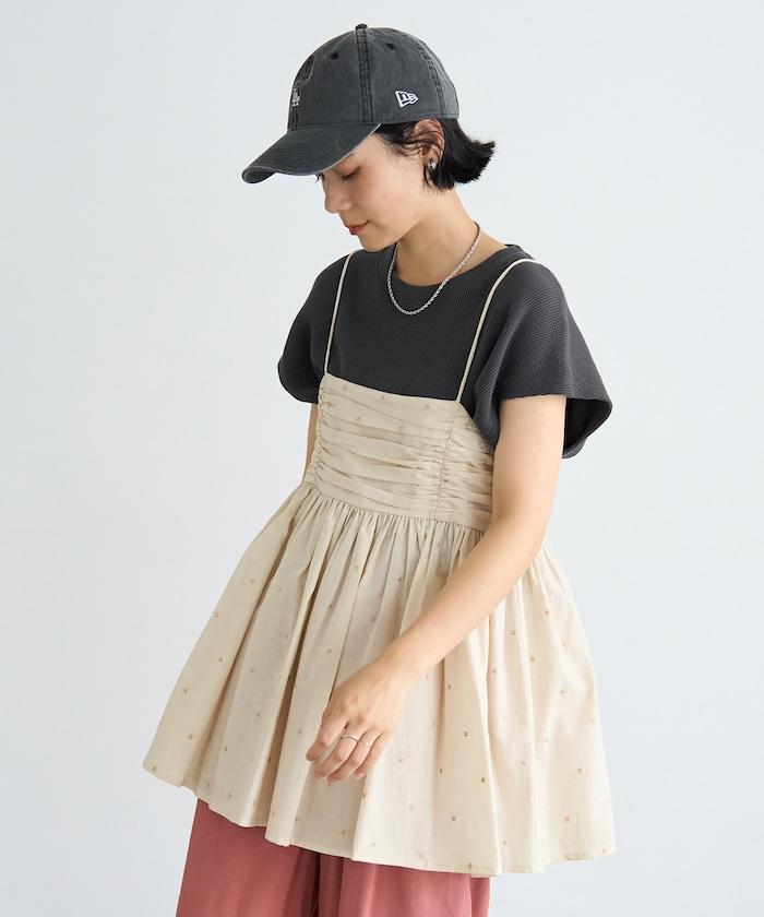 インド ラメドット バックオープンキャミソール