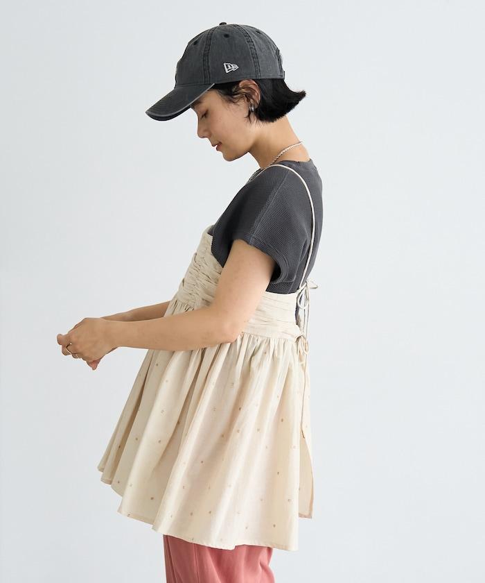 インド ラメドット バックオープンキャミソール