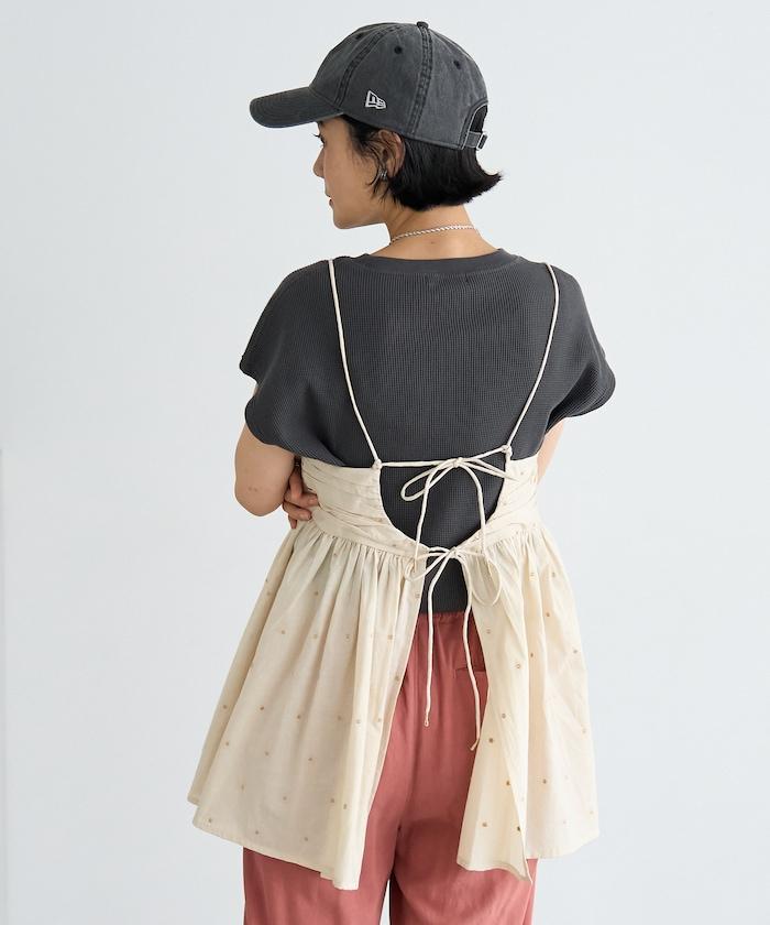 インド ラメドット バックオープンキャミソール