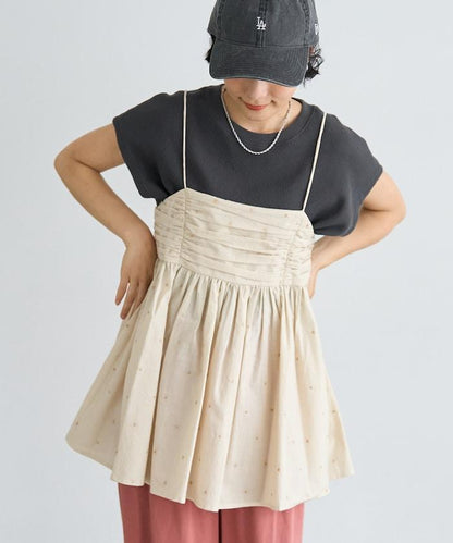 インド ラメドット バックオープンキャミソール