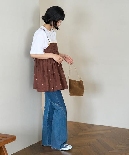 インド ラメドット バックオープンキャミソール