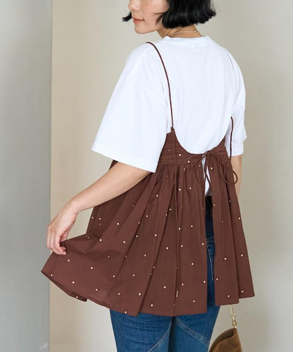 インド ラメドット バックオープンキャミソール