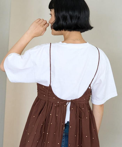 インド ラメドット バックオープンキャミソール