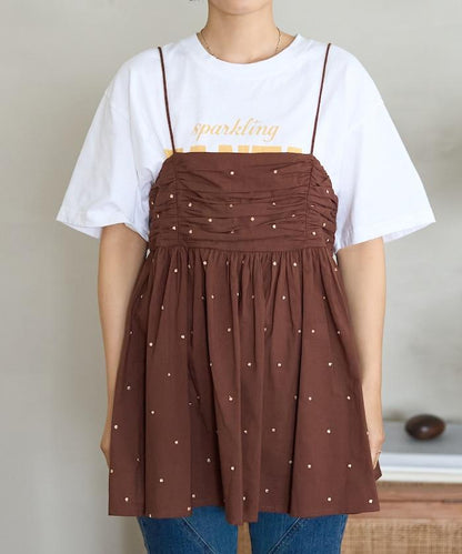 インド ラメドット バックオープンキャミソール