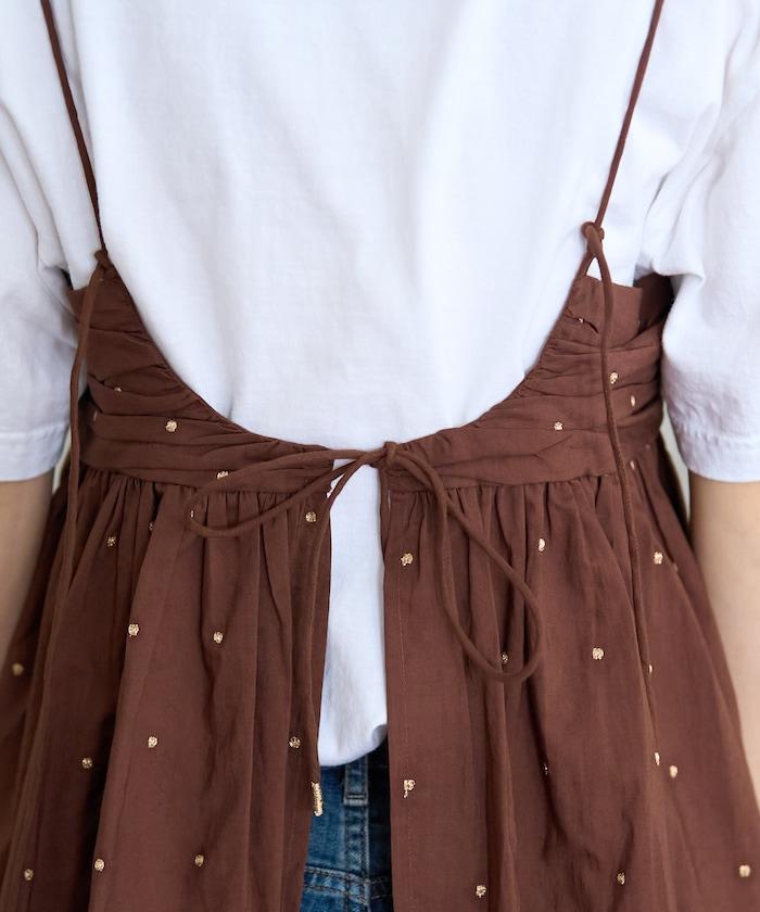 インド ラメドット バックオープンキャミソール