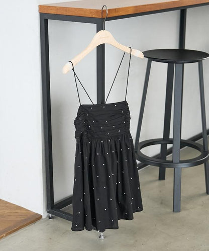 インド ラメドット バックオープンキャミソール