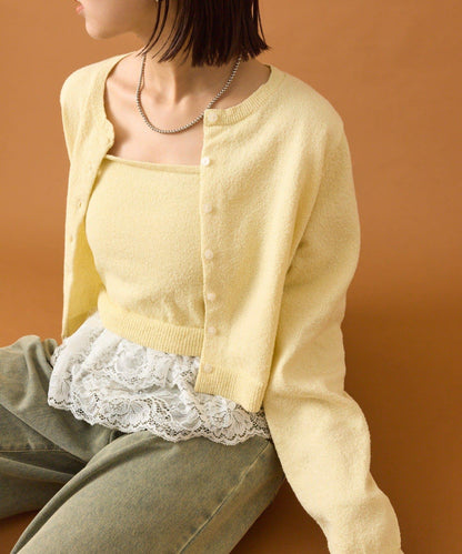 波紋邊蕾絲開衫套裝