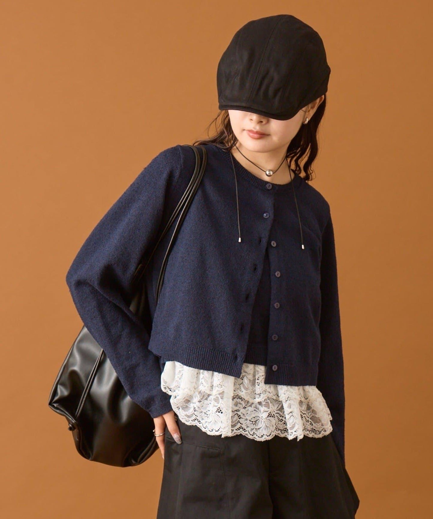 波紋邊蕾絲開衫套裝