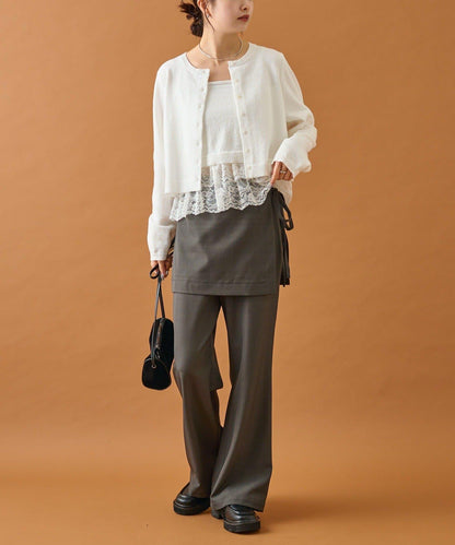 波紋邊蕾絲開衫套裝