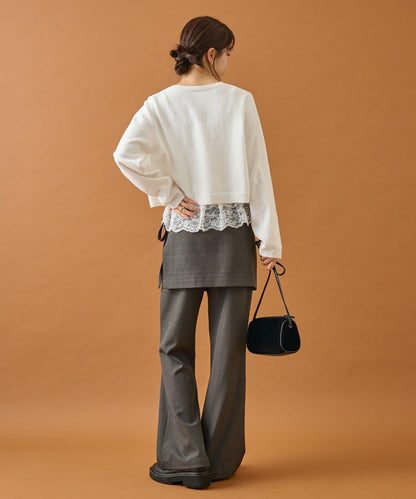 波紋邊蕾絲開衫套裝