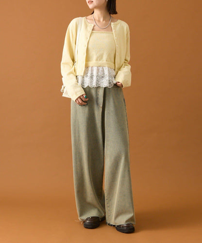 波紋邊蕾絲開衫套裝