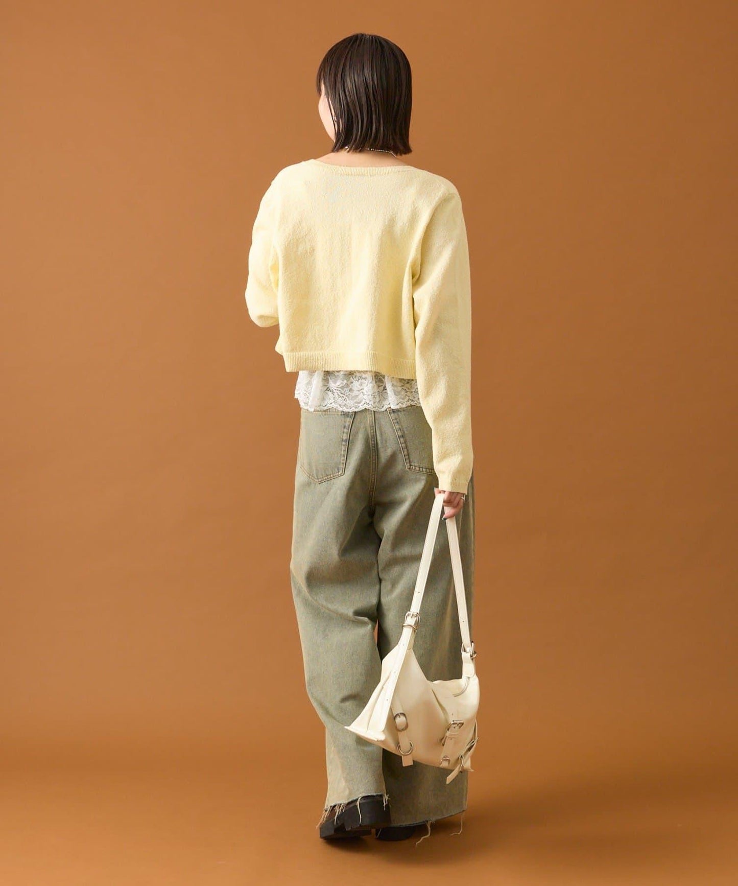 波紋邊蕾絲開衫套裝