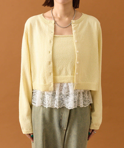 波紋邊蕾絲開衫套裝