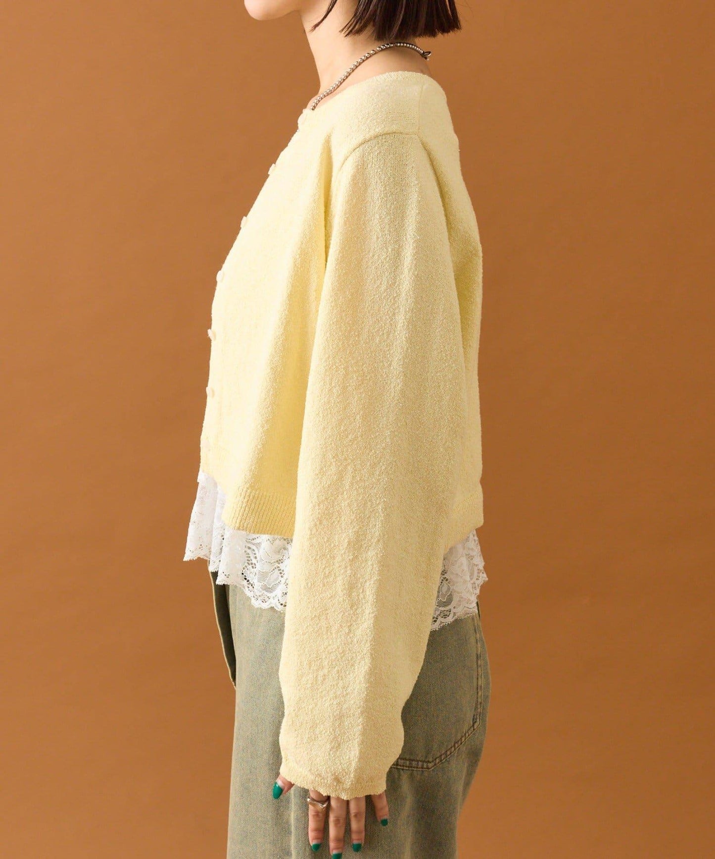 波紋邊蕾絲開衫套裝