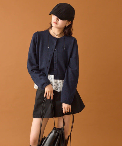 波紋邊蕾絲開衫套裝