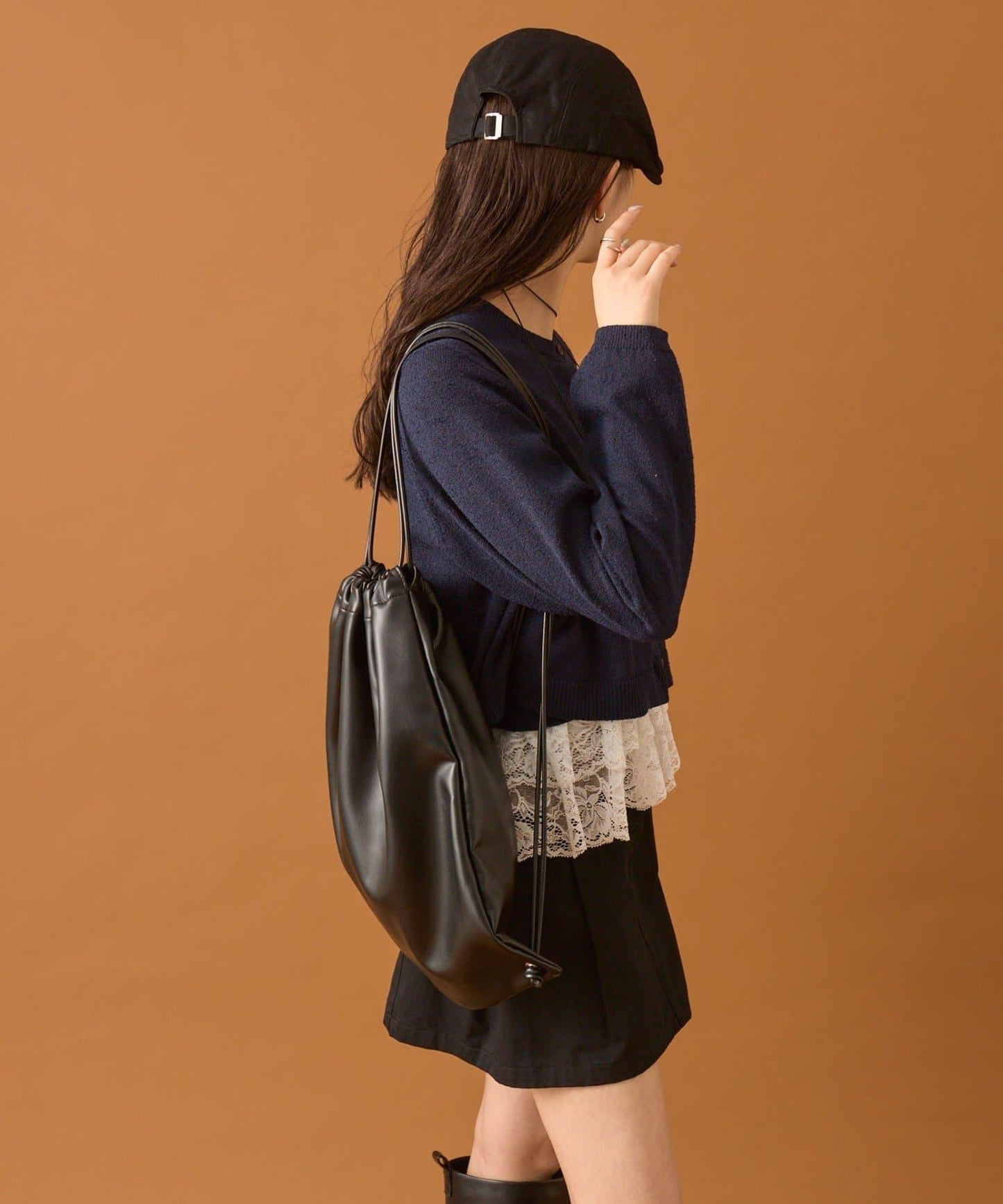 波紋邊蕾絲開衫套裝