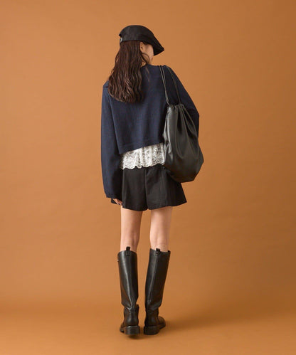 波紋邊蕾絲開衫套裝