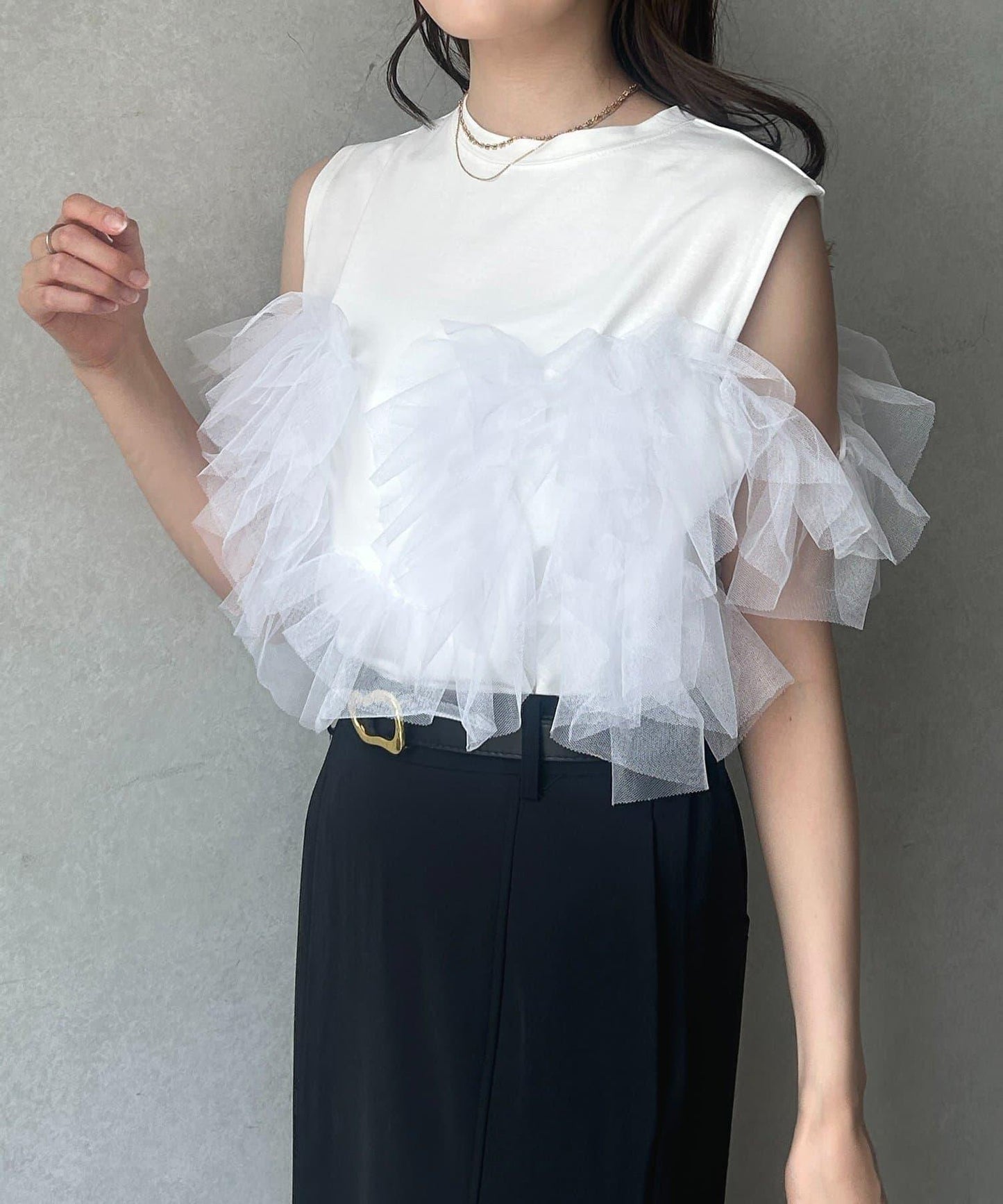 蕾絲背心拼接無袖上衣