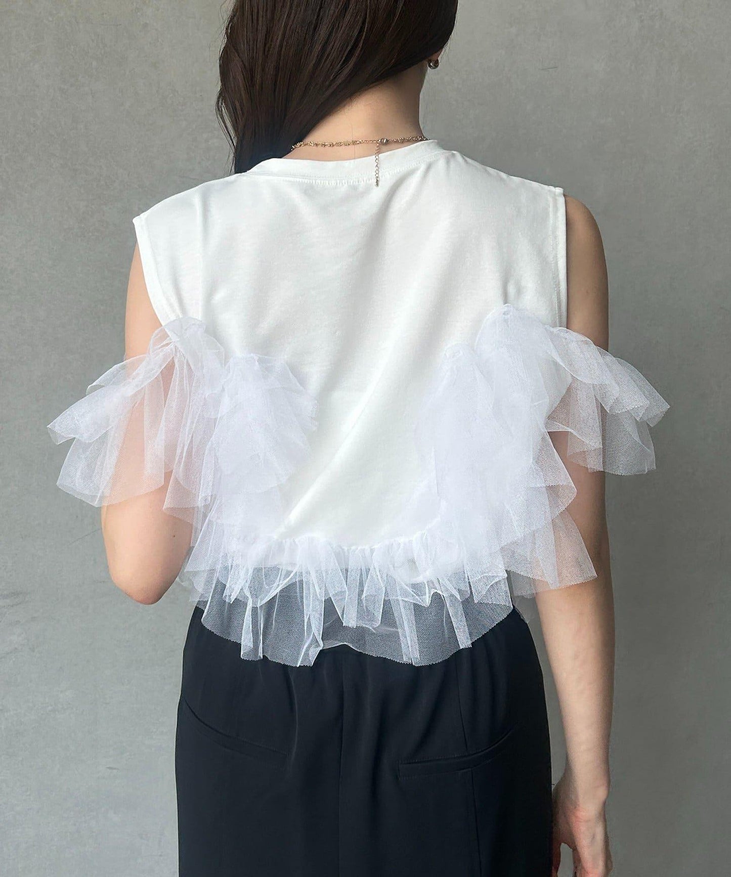 蕾絲背心拼接無袖上衣