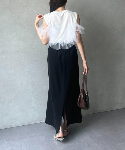 蕾絲背心拼接無袖上衣