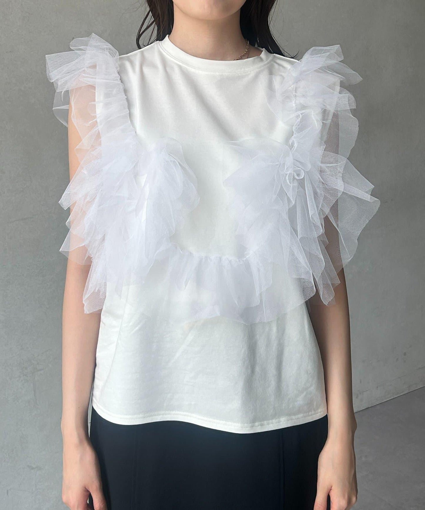 蕾絲背心拼接無袖上衣