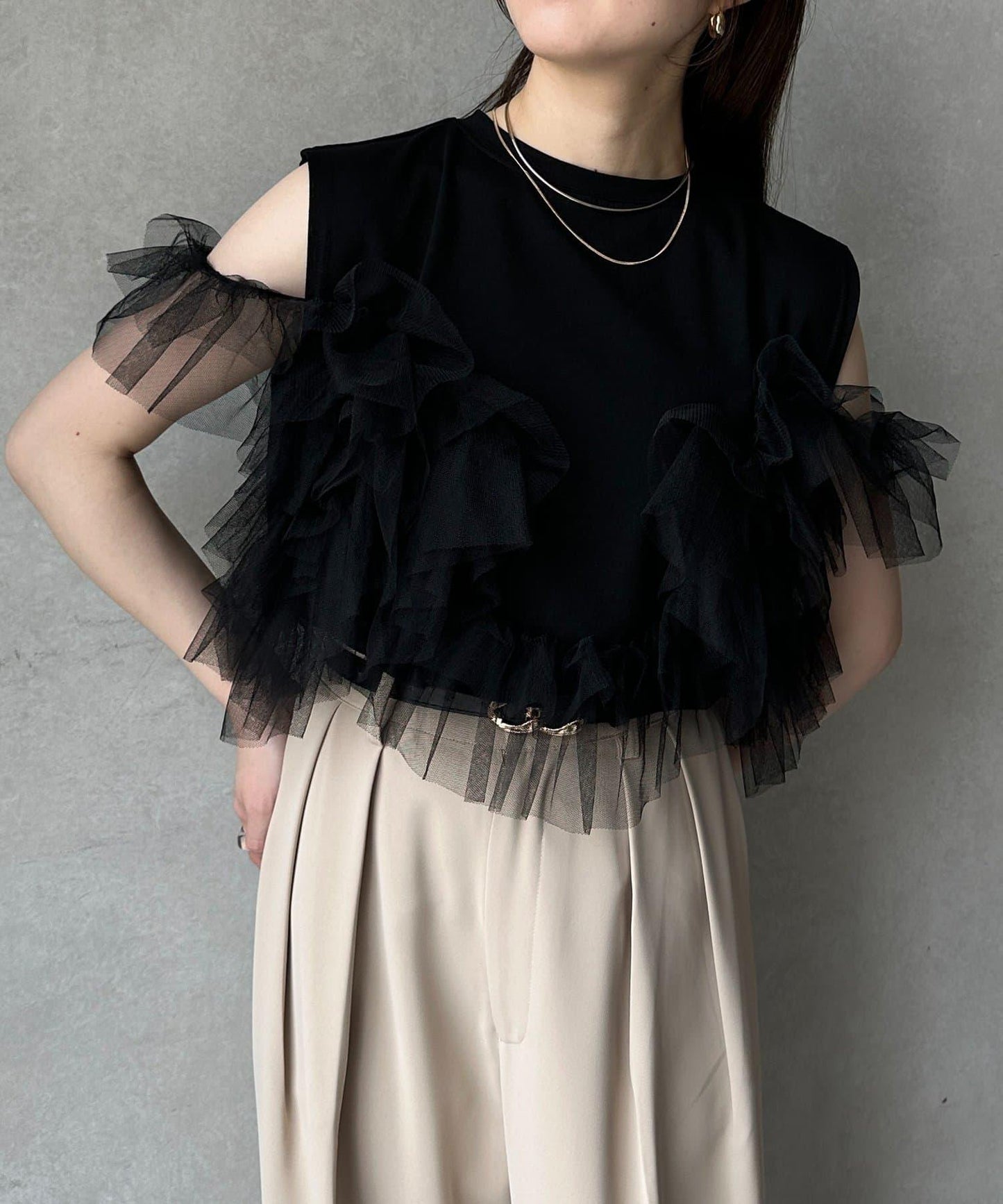 蕾絲背心拼接無袖上衣