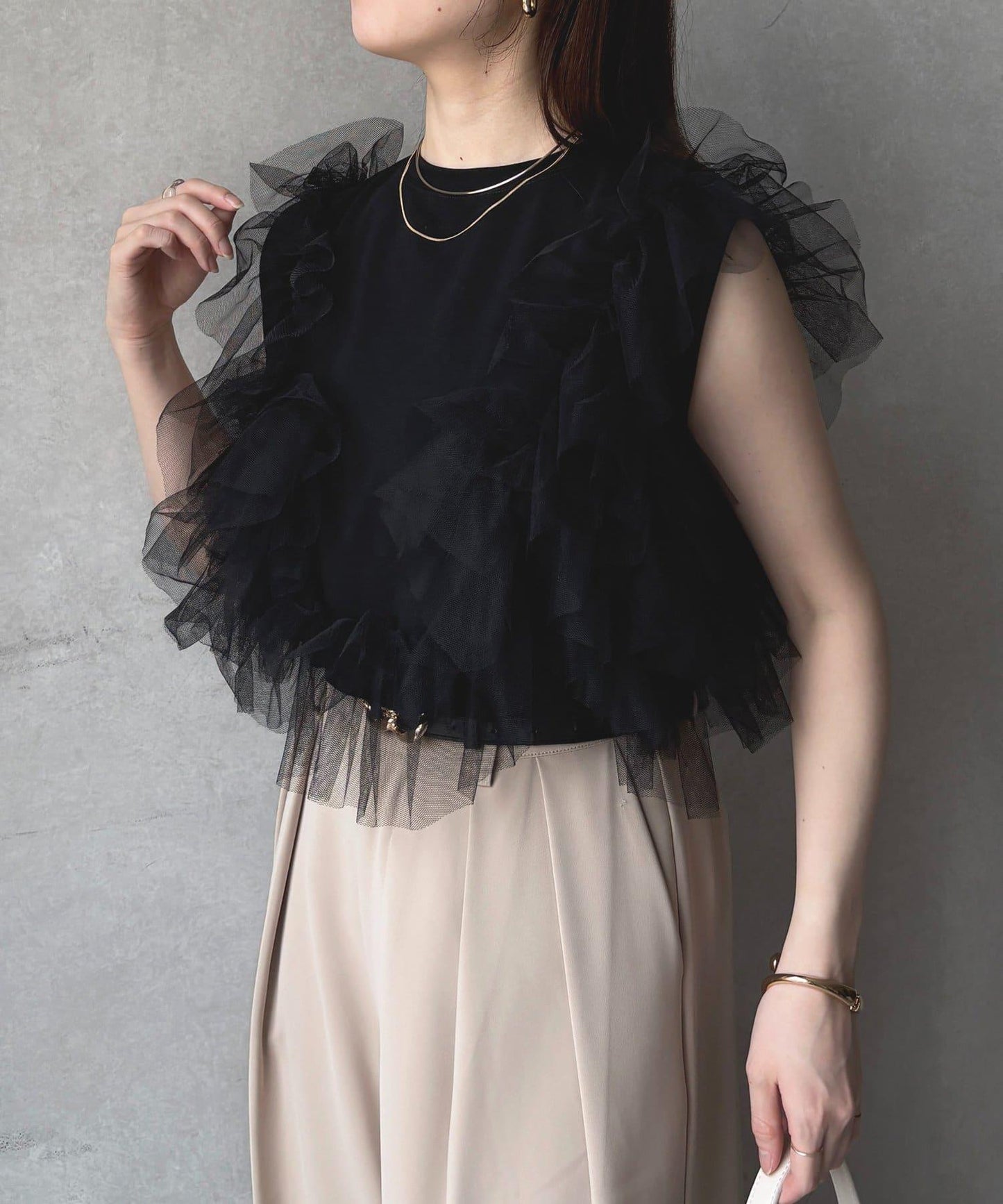 蕾絲背心拼接無袖上衣