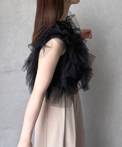 蕾絲背心拼接無袖上衣