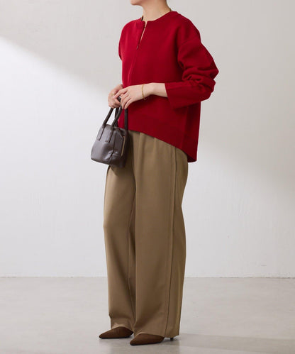 【復古/修飾腿部線條】羊毛感折褶褲/卡塞特服