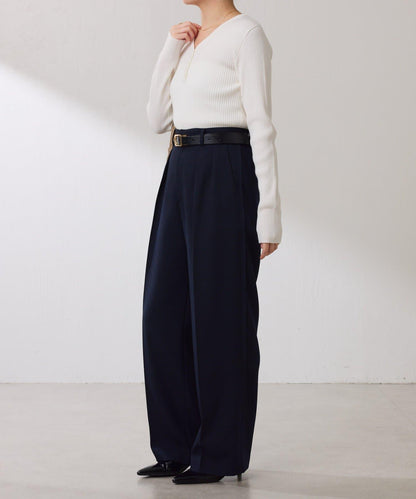 【復古/修飾腿部線條】羊毛感折褶褲/卡塞特服