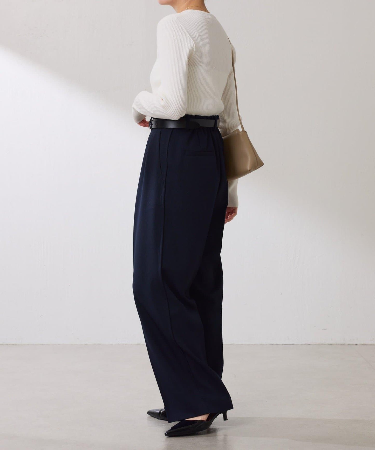 【復古/修飾腿部線條】羊毛感折褶褲/卡塞特服