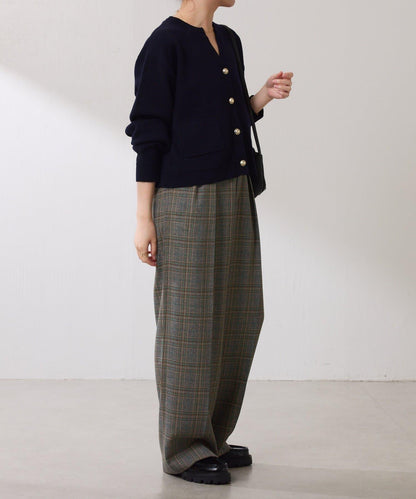 【復古/修飾腿部線條】羊毛感折褶褲/卡塞特服