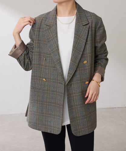 【復古款商品】羊毛仿製雙排扣夾克/卡帶服