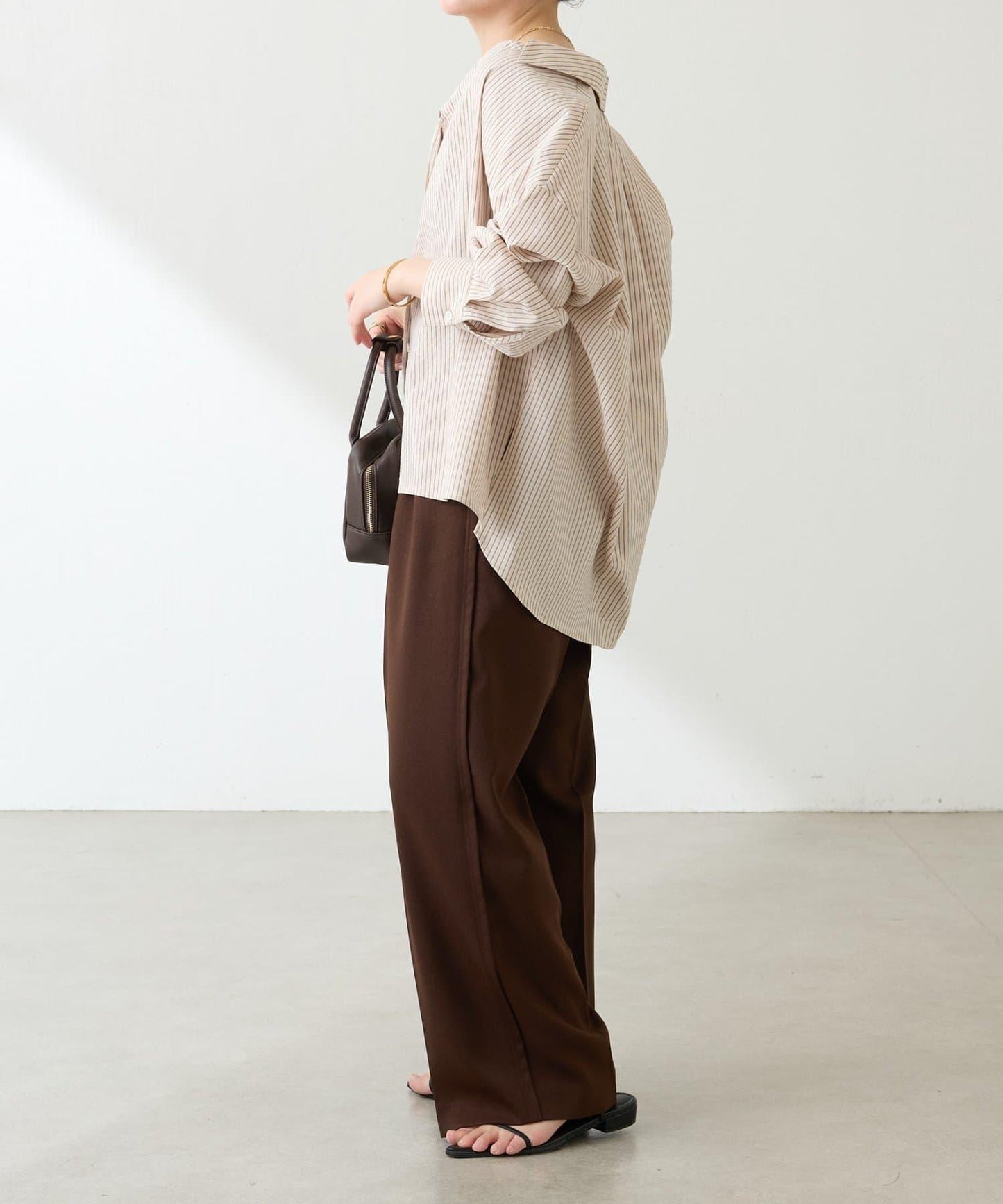 【復古/修飾腿部線條】羊毛感折褶褲/卡塞特服